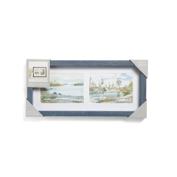 SIXTREES Blue/white Double 5x7 Ethan Wooden Wall Picture Frame - Picture 1 of 1